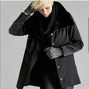 Eileen Fisher funnel neck fur coat